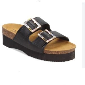 Naot Leather Double Strap Crystal Slide Sandals Santa Rosa Black size 40 Medium